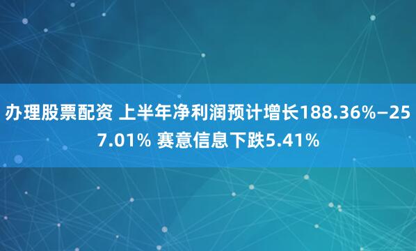 办理股票配资 上半年净利润预计增长188.36%—257.01% 赛意信息下跌5.41%